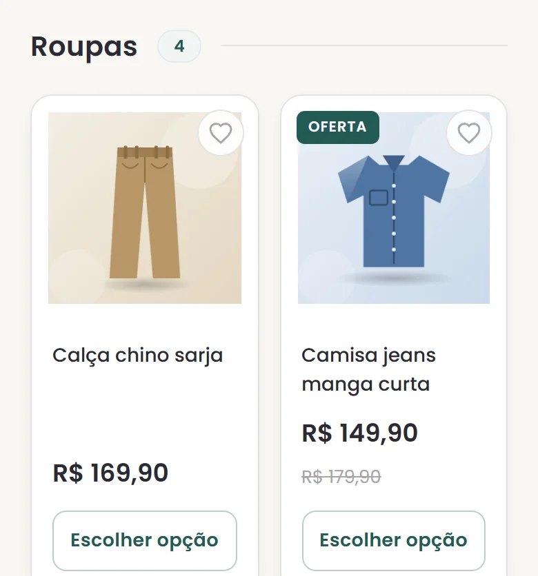 Loja de moda da Vitrou no celular: camisetas e camisas com foto, preço e oferta